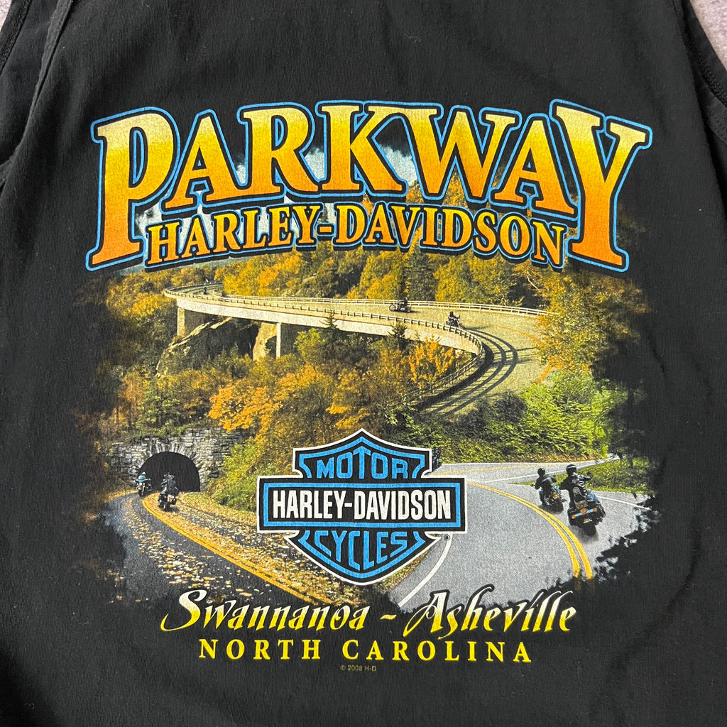 Y2K Harley Davidson Asheville NC Back Graphic Tank Top XL