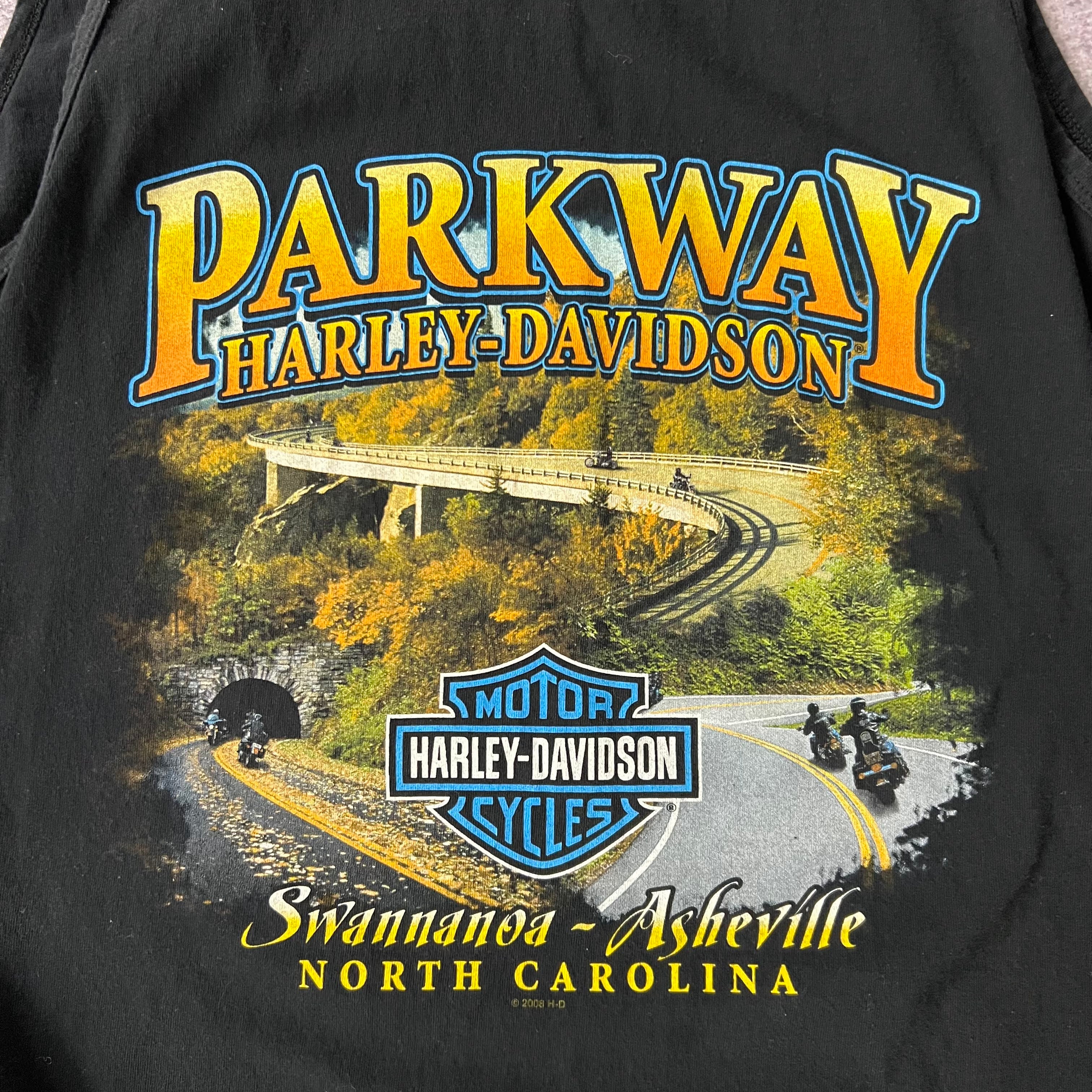 Y2K Harley Davidson Asheville NC Back Graphic Tank Top XL