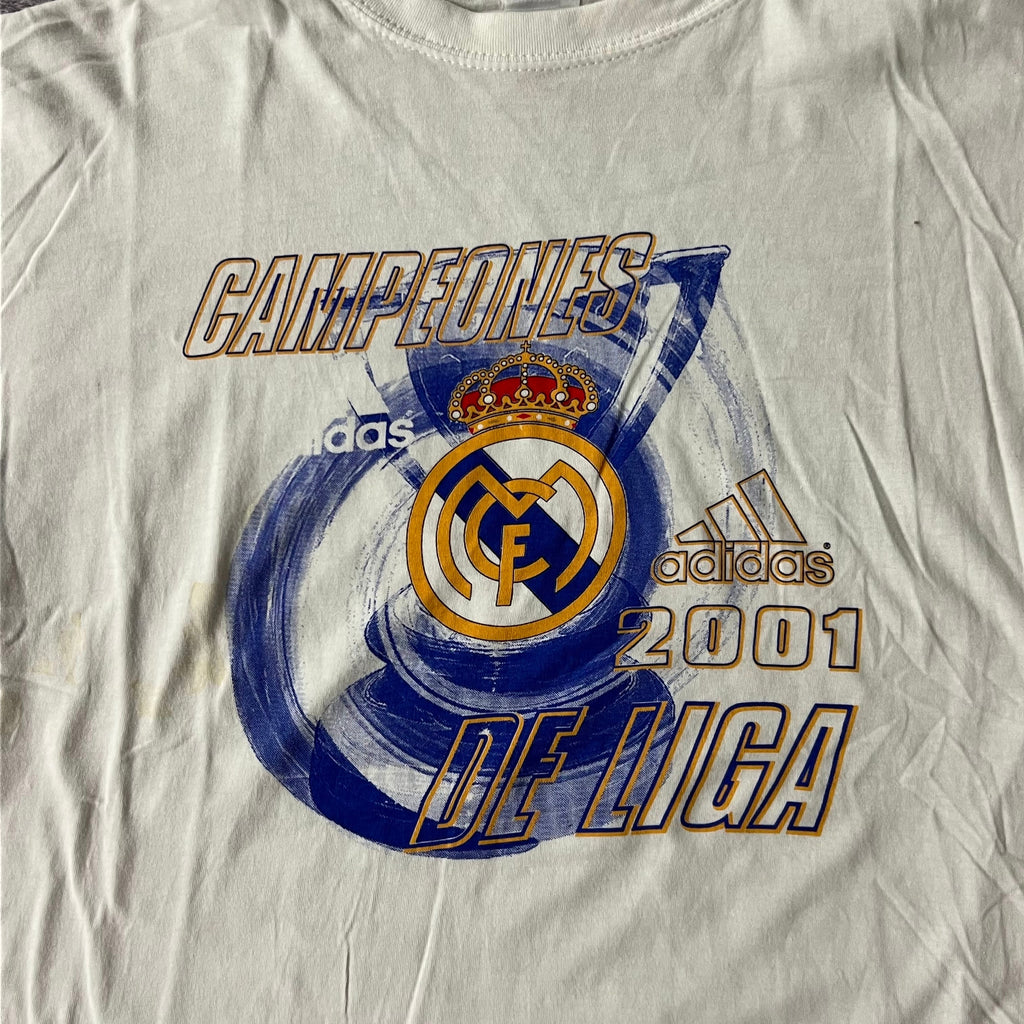 Y2K Real Madrid Adidas Big Logo Tee M