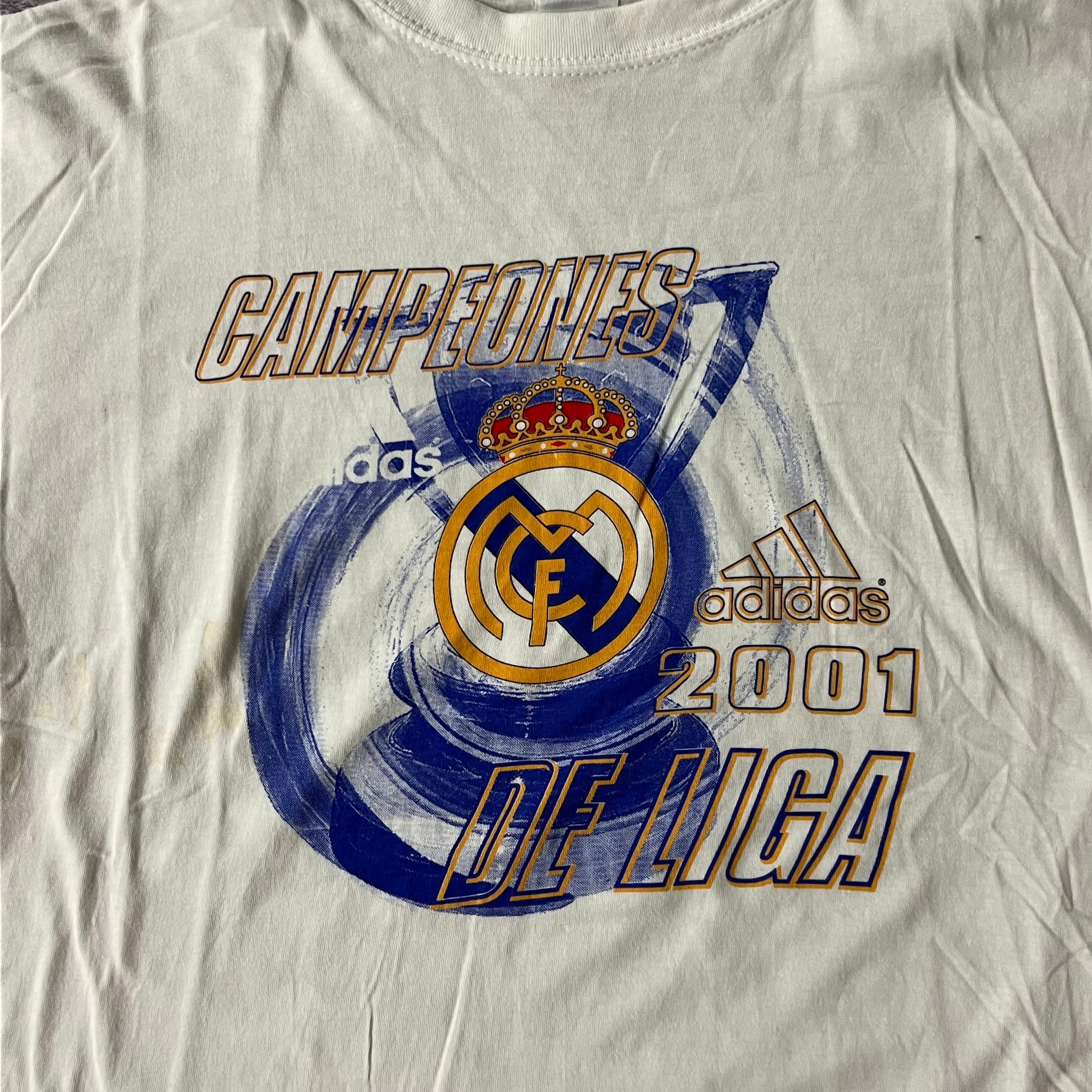 Y2K Real Madrid Adidas Big Logo Tee M
