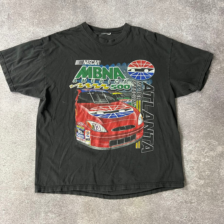 Y2K MBNA 500 NASCAR Big Logo Back Graphic Faded Vintage Tee XL