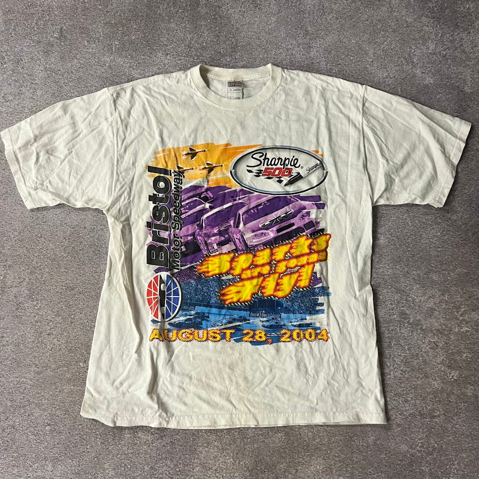 Y2K Bristol Speedway NASCAR Big Logo Back Graphic Faded Tee XL