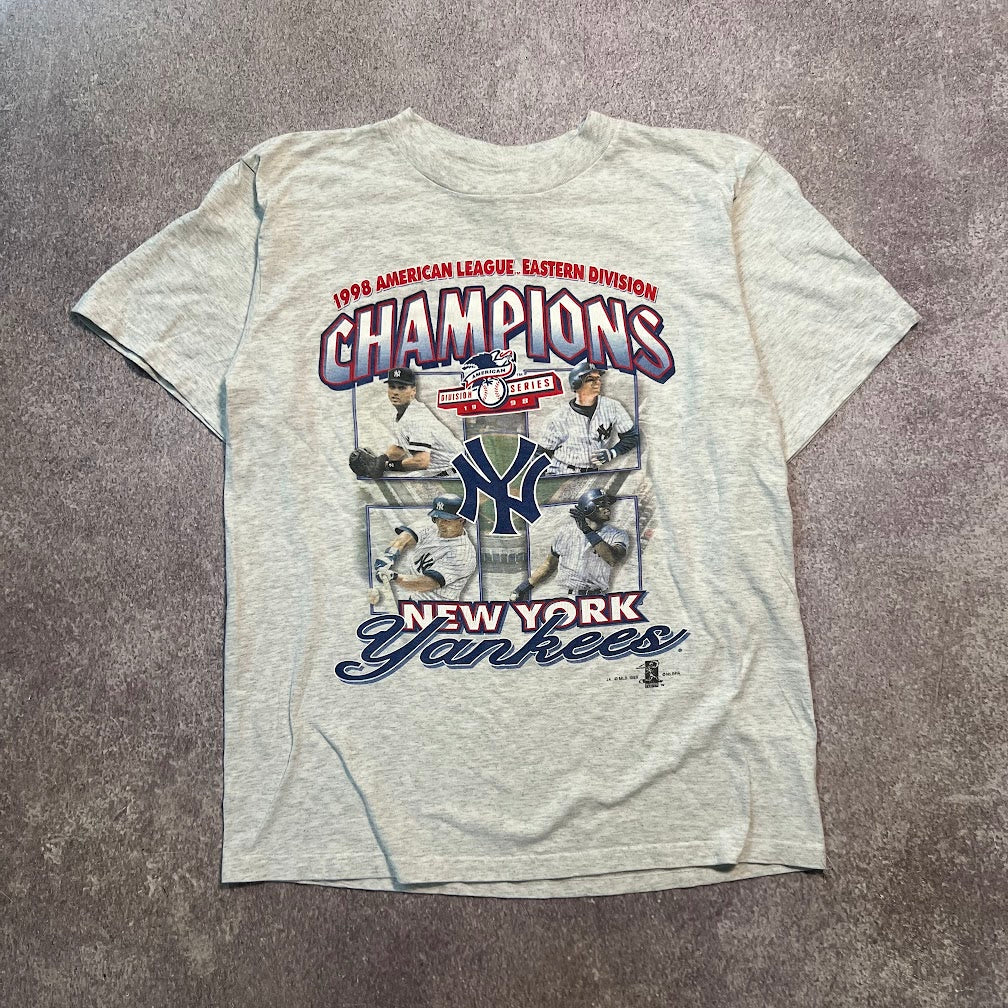 90s New York Yankees MLB Sport Attack Big Logo Double Stitch Vintage Tee L