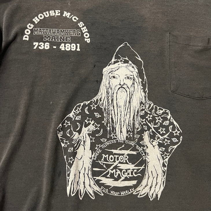 80s Motor Magic Platinum Plus Biker Distressed Single Stitch Tee L