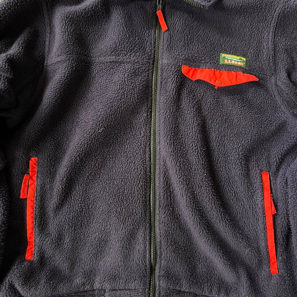 90s LL Bean Sherpa Lined Made in USA Vintage Outdoor Zip Up L