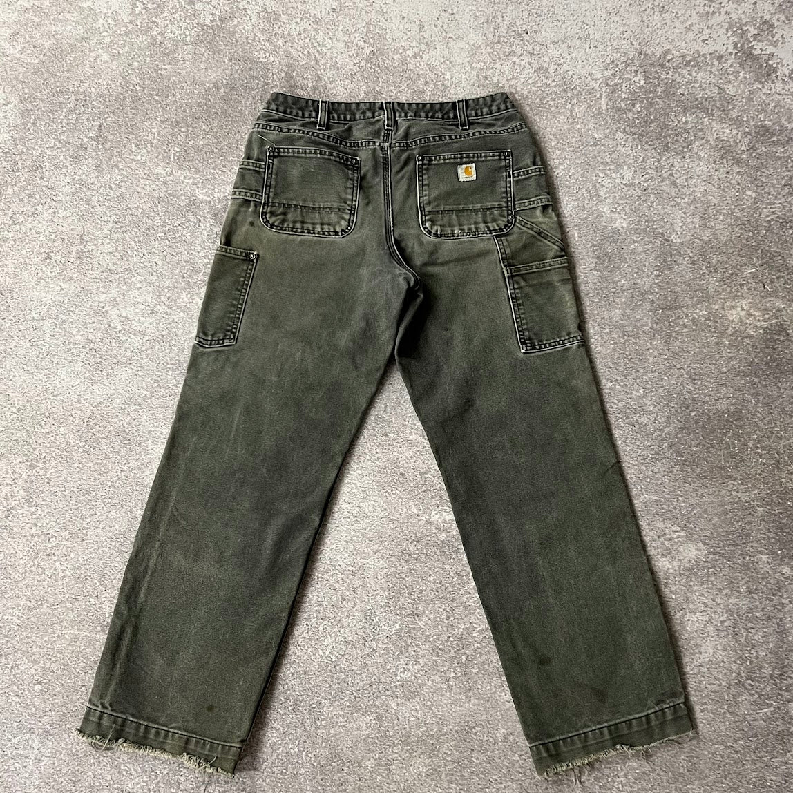 2010s Carhartt Black Distressed Workwear Pants Size 6