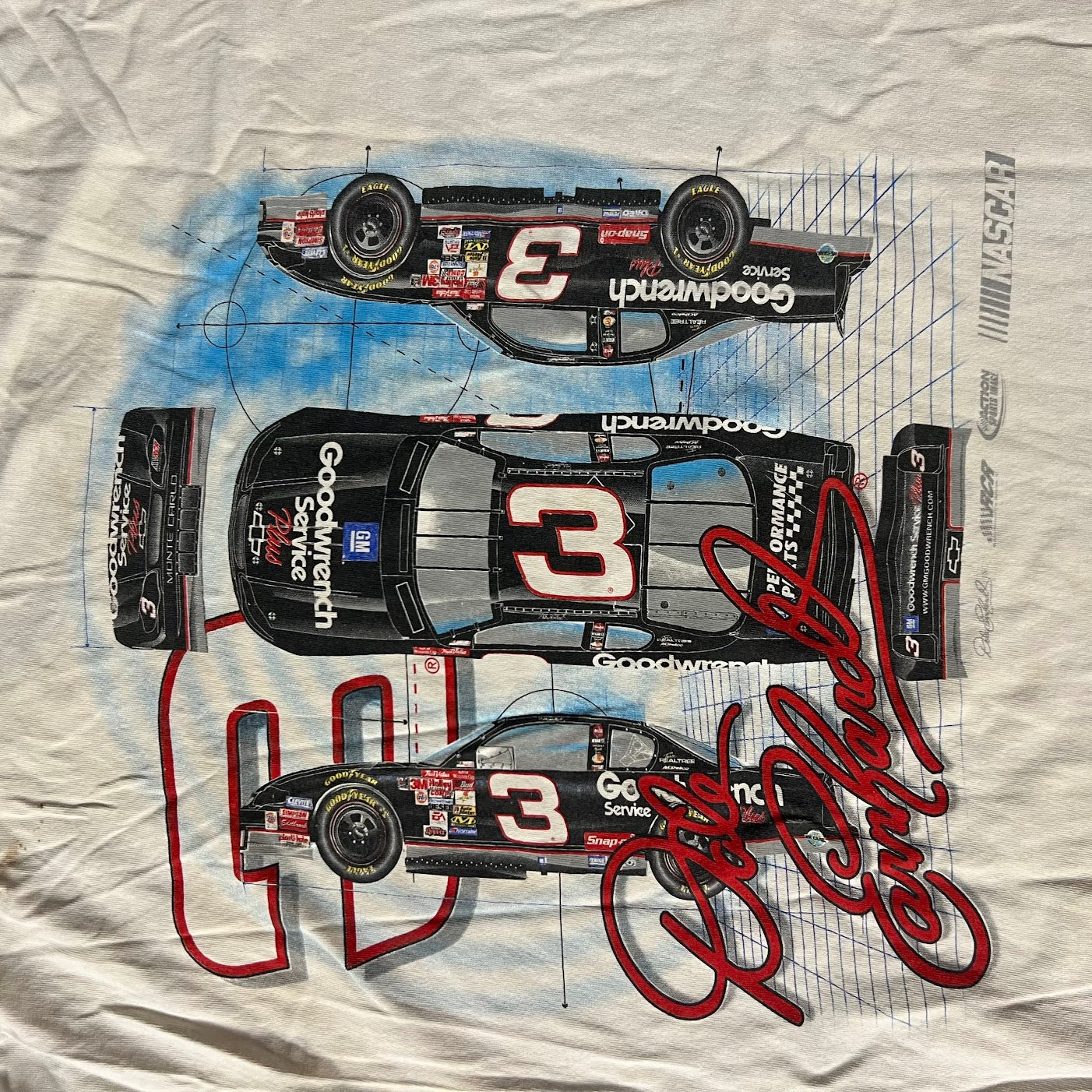 90s Dale Earnhardt NASCAR Chase Authentics Big Logo Distressed Tee L