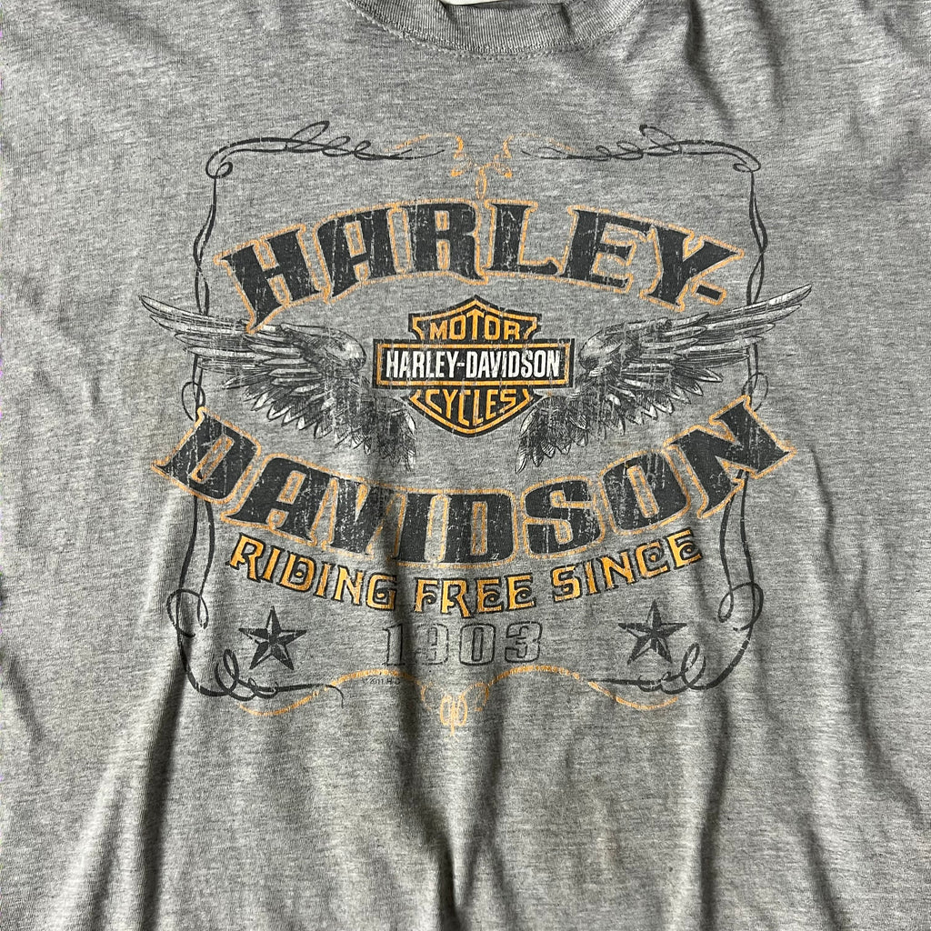 2010s Harley Davidson Gray Worn In Tee XL