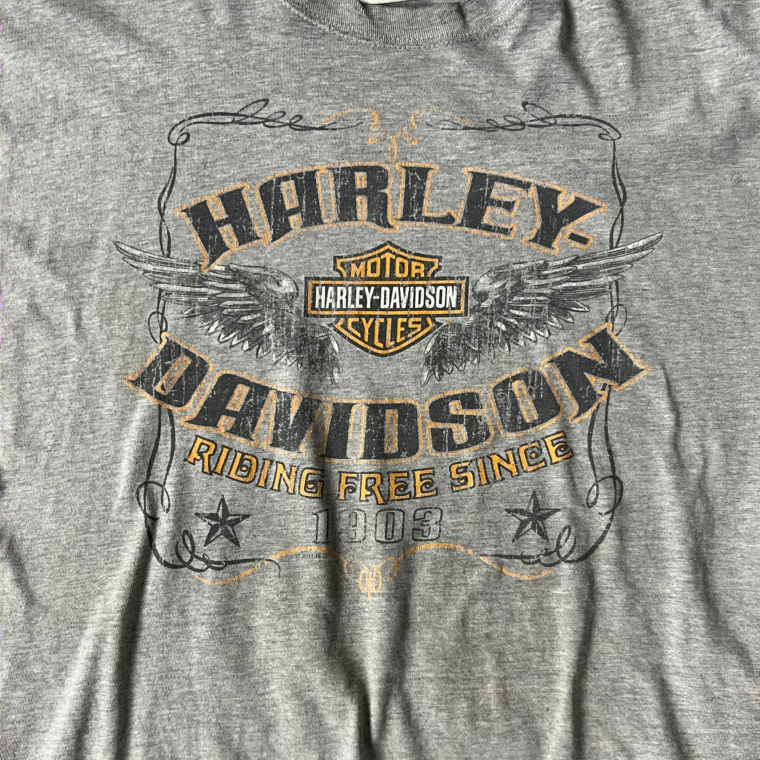 2010s Harley Davidson Gray Worn In Tee XL