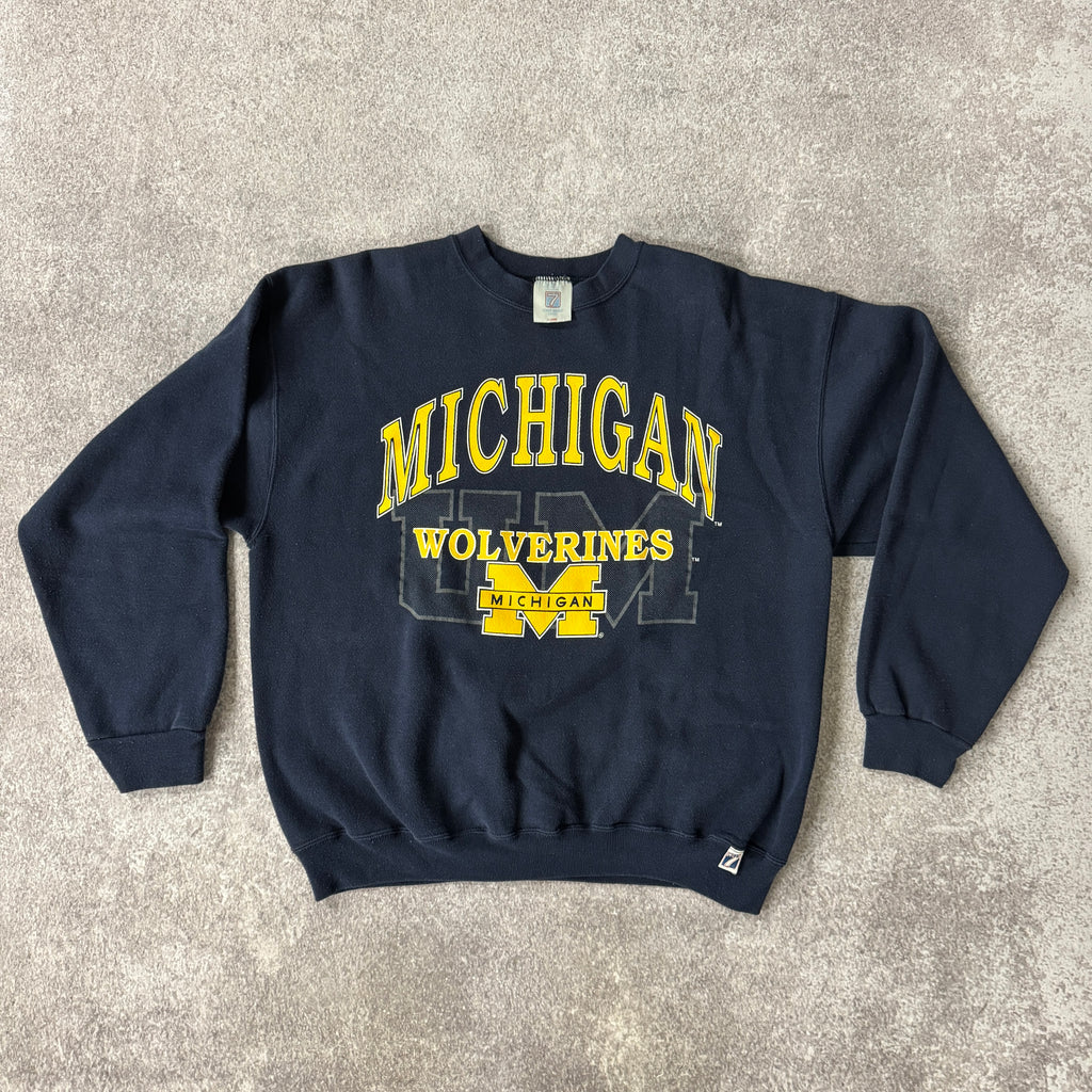 90s Michigan Wolverines Logo 7 Big Logo Crewneck XL