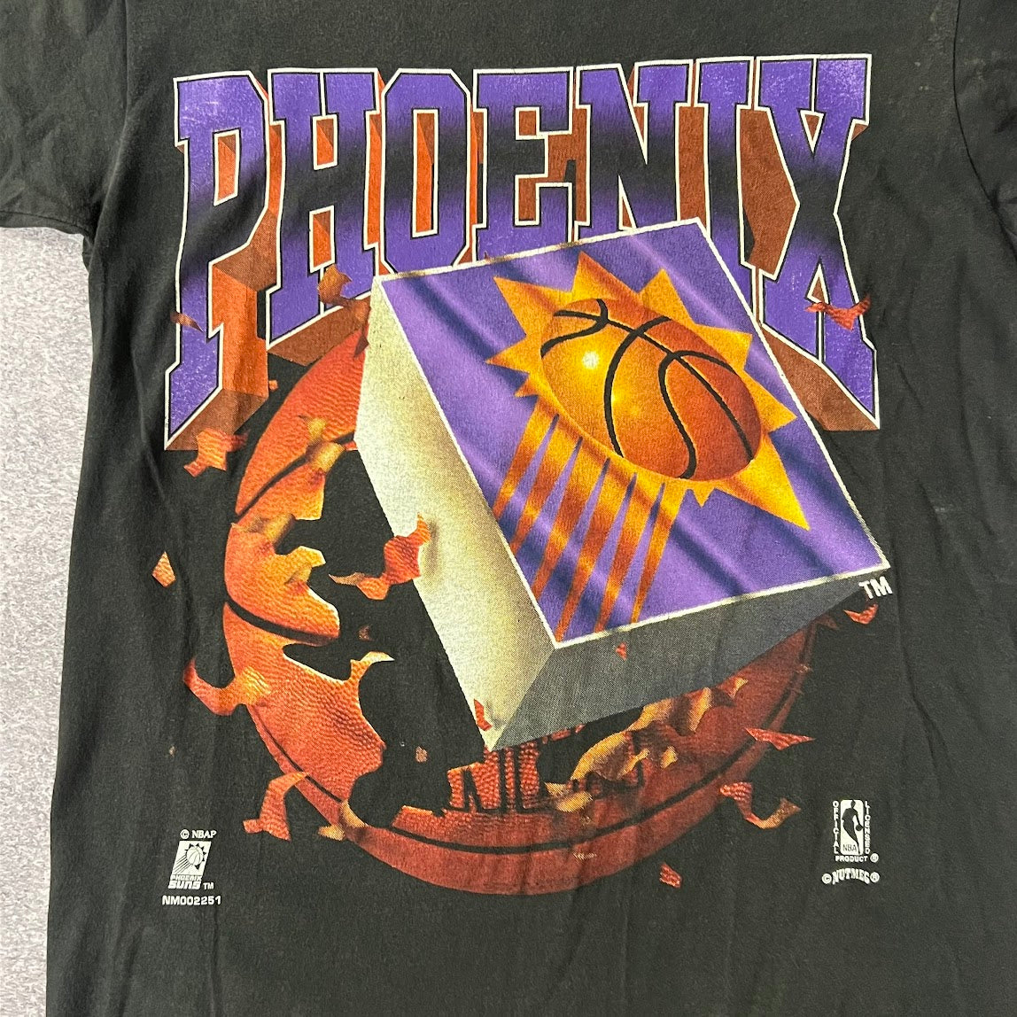 90s Phoenix Suns Nutmeg Mills Back Graphic Faded Tee L
