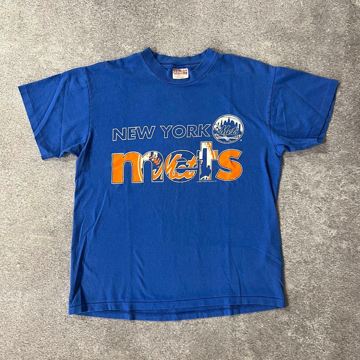 90s New York Mets Hanes Big Logo Single Stitch Tee L