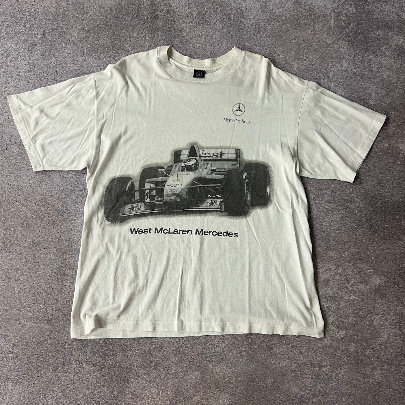 90s West McLaren Mercedes Faded Double Stitch Vintage Tee XL