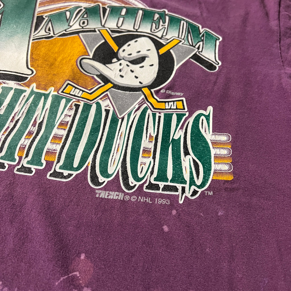 90s Anaheim Ducks Trench Cracked Print Tee L