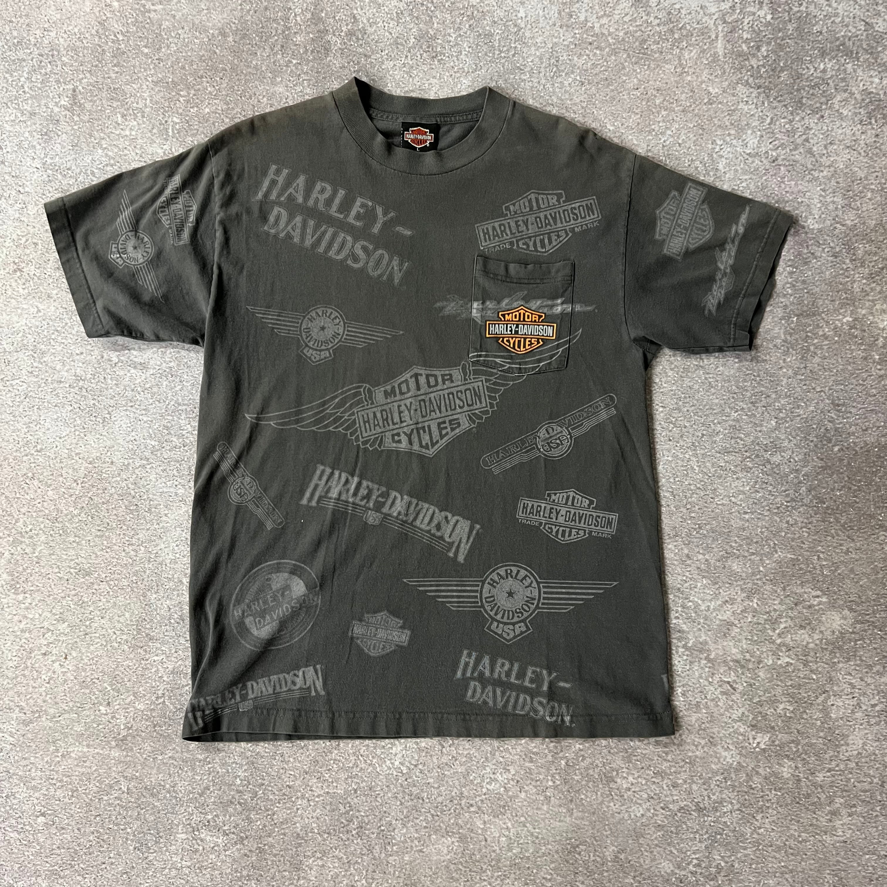 Y2K Harley Davidson Gray Worn In Tee L
