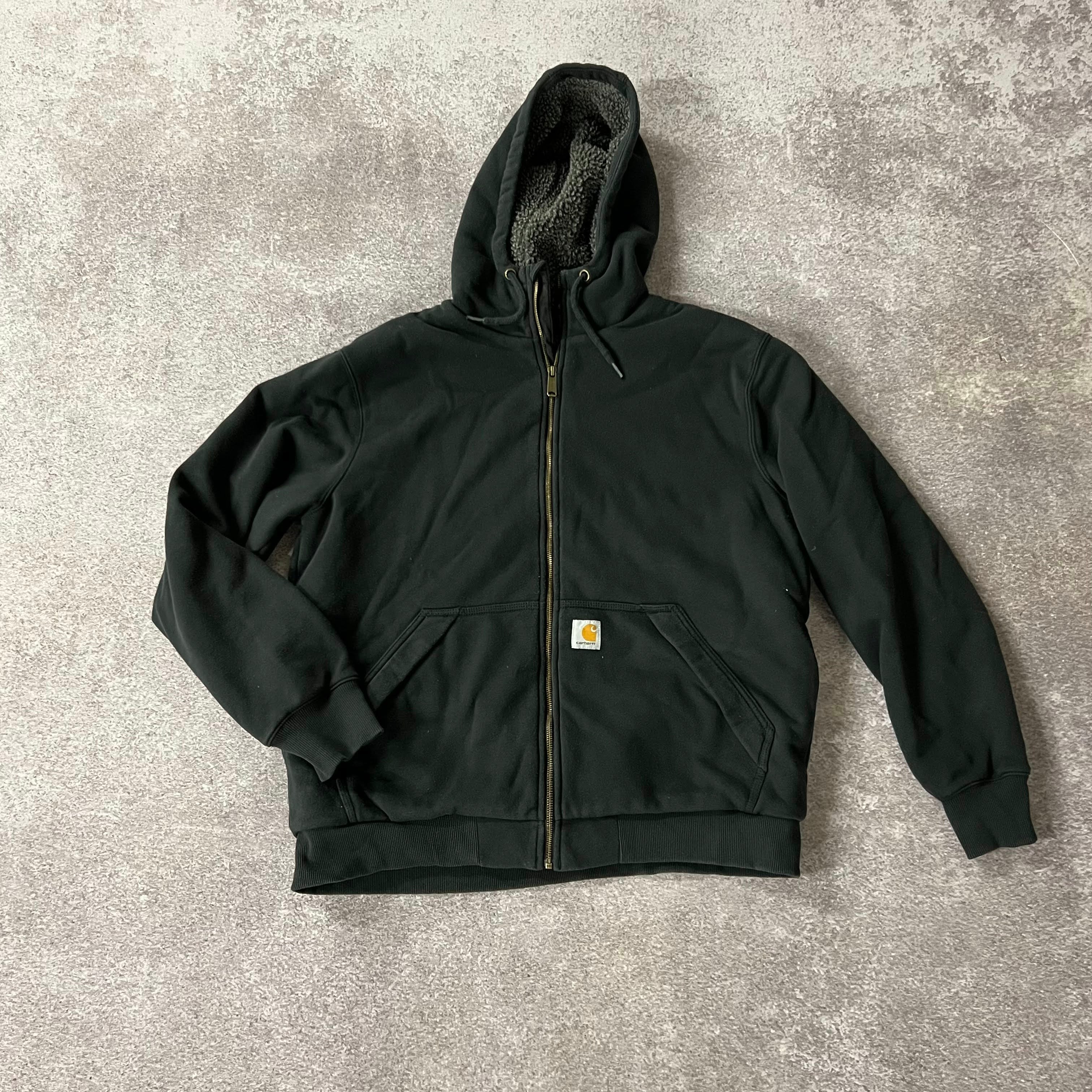 2020s Carhartt Rain Defender Sherpa-Lined Zip Up Hoodie Black L