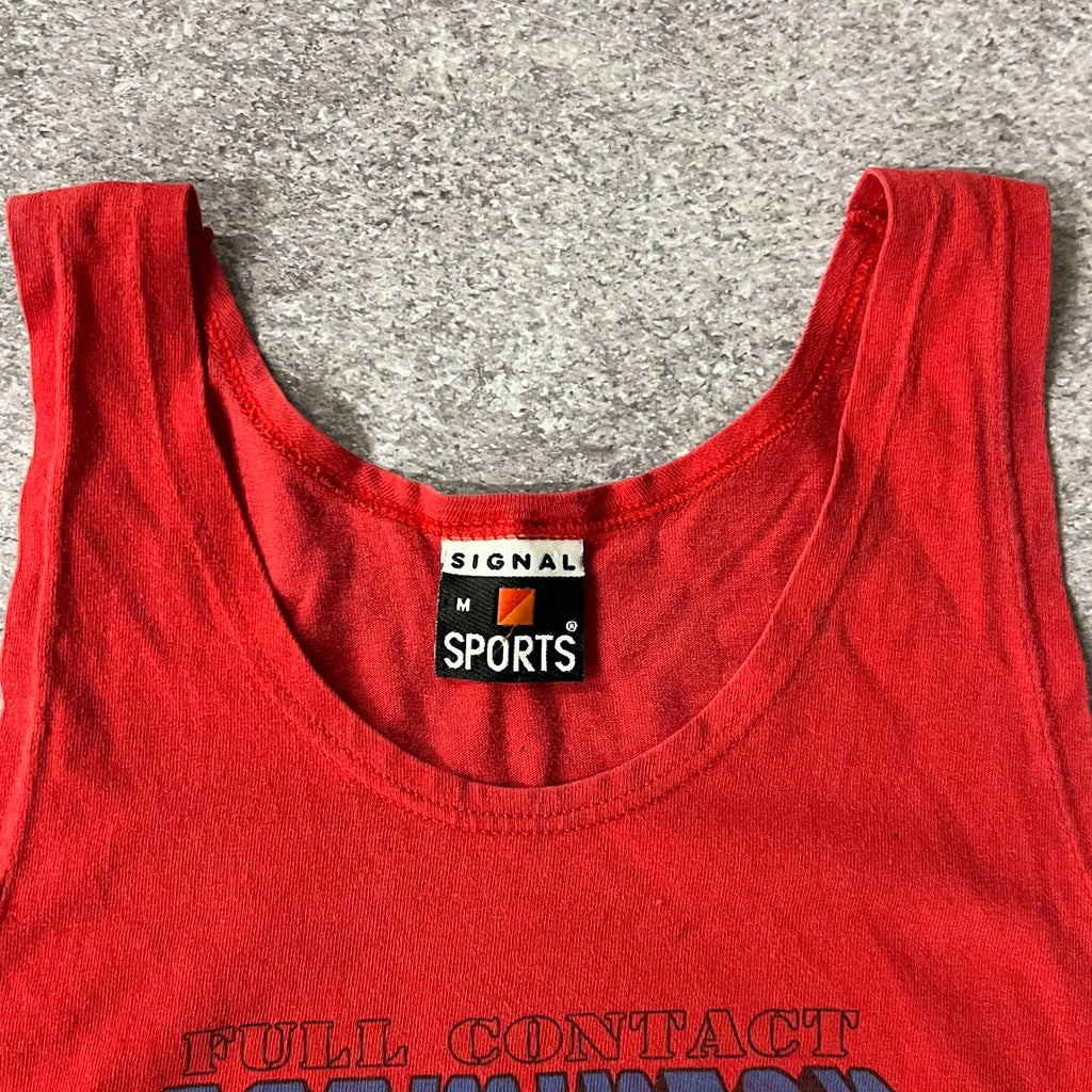 90s Signal Sports Red Cracked Print Tank Top M