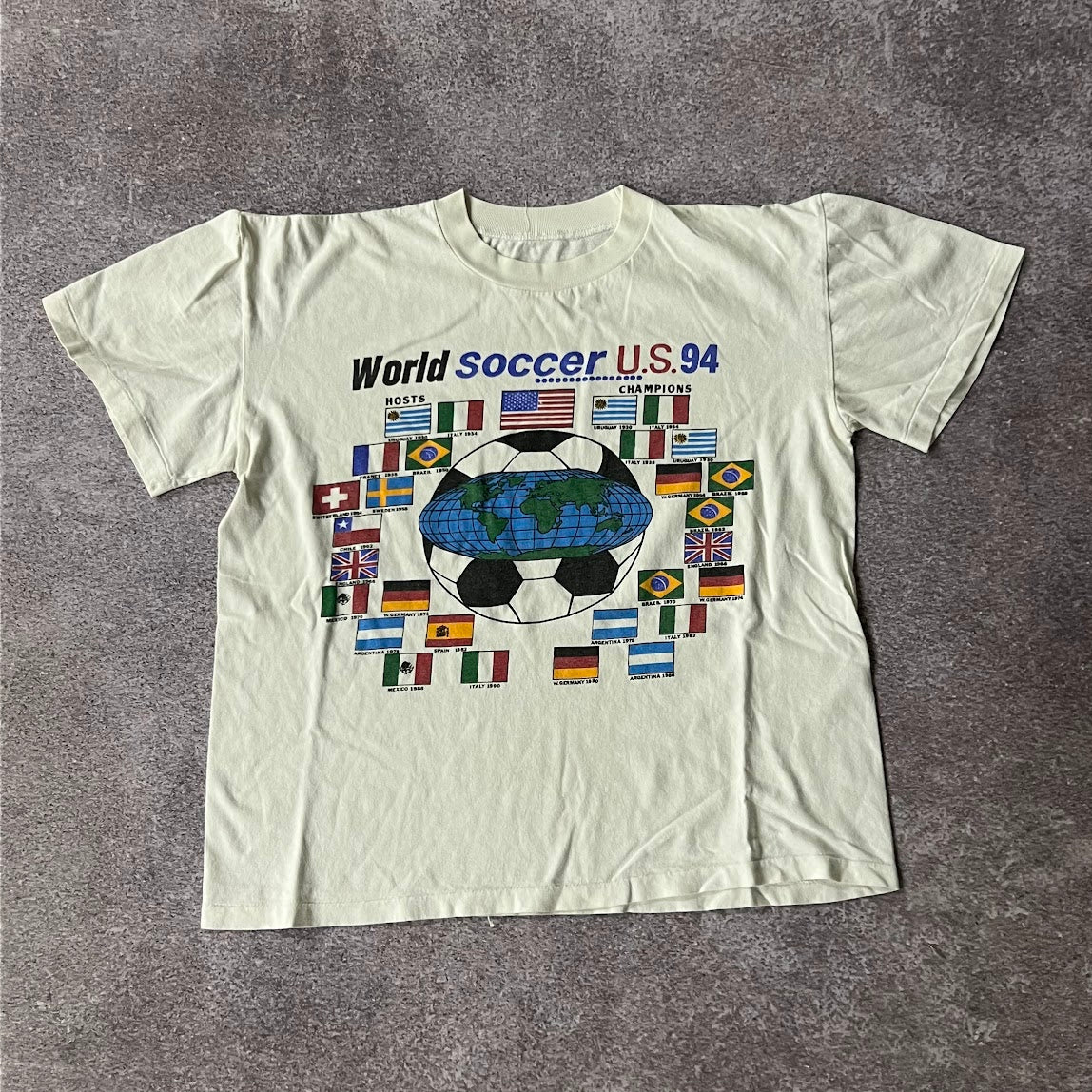 90s World Cup Cream Big Logo Tee M