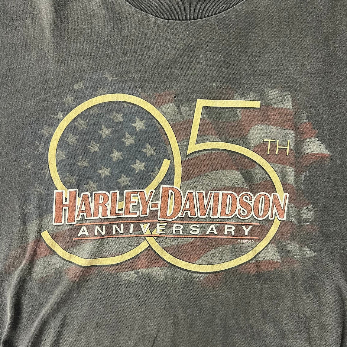 90s Harley Davidson Ellington, CT Gray Worn In Tee XL