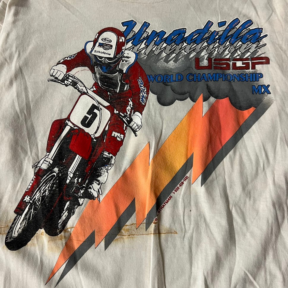 1989 Unadilla World Championship Motocross Screen Stars White Tee L