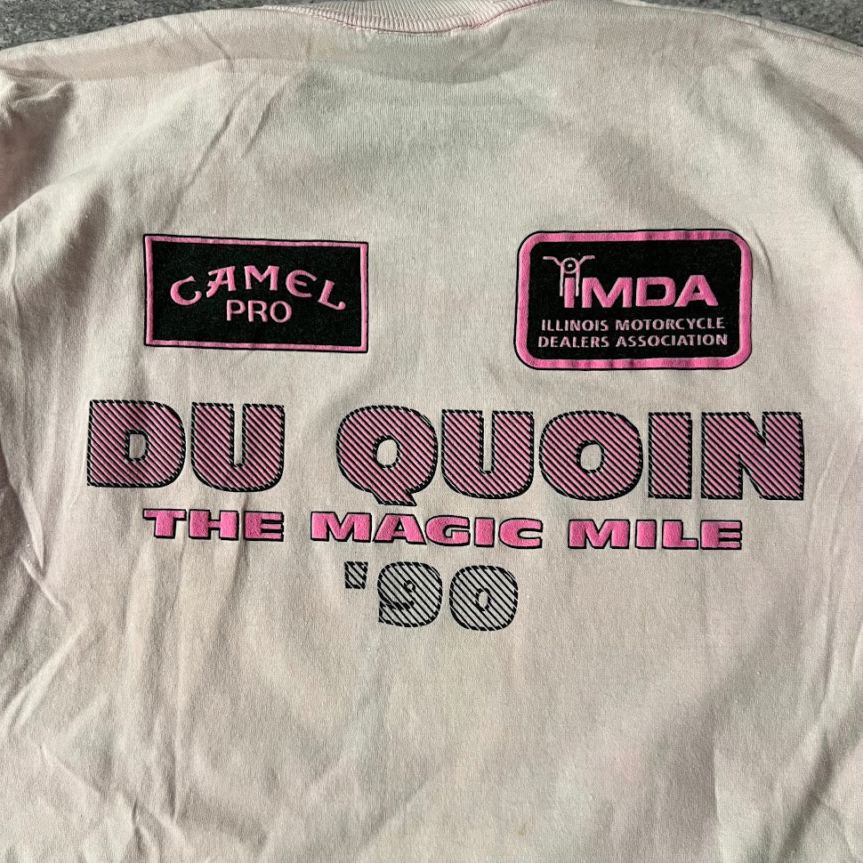 1990 Magic Mile at Du Quoin IL Motorsports Screen Stars Big Logo Pink Tee XL