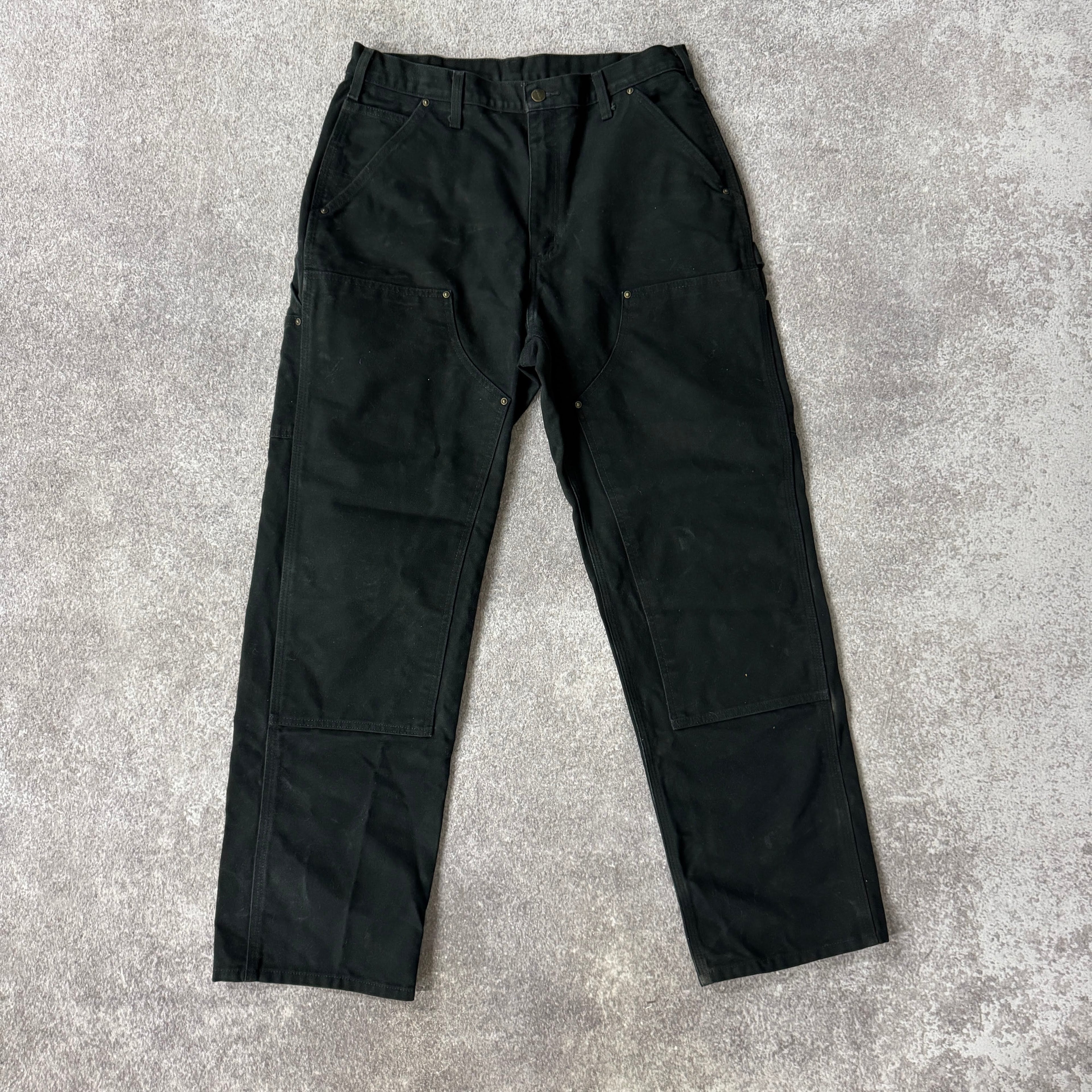 2010s Carhartt Dungaree/Double Knees Black Workwear Pants 33W x 32L