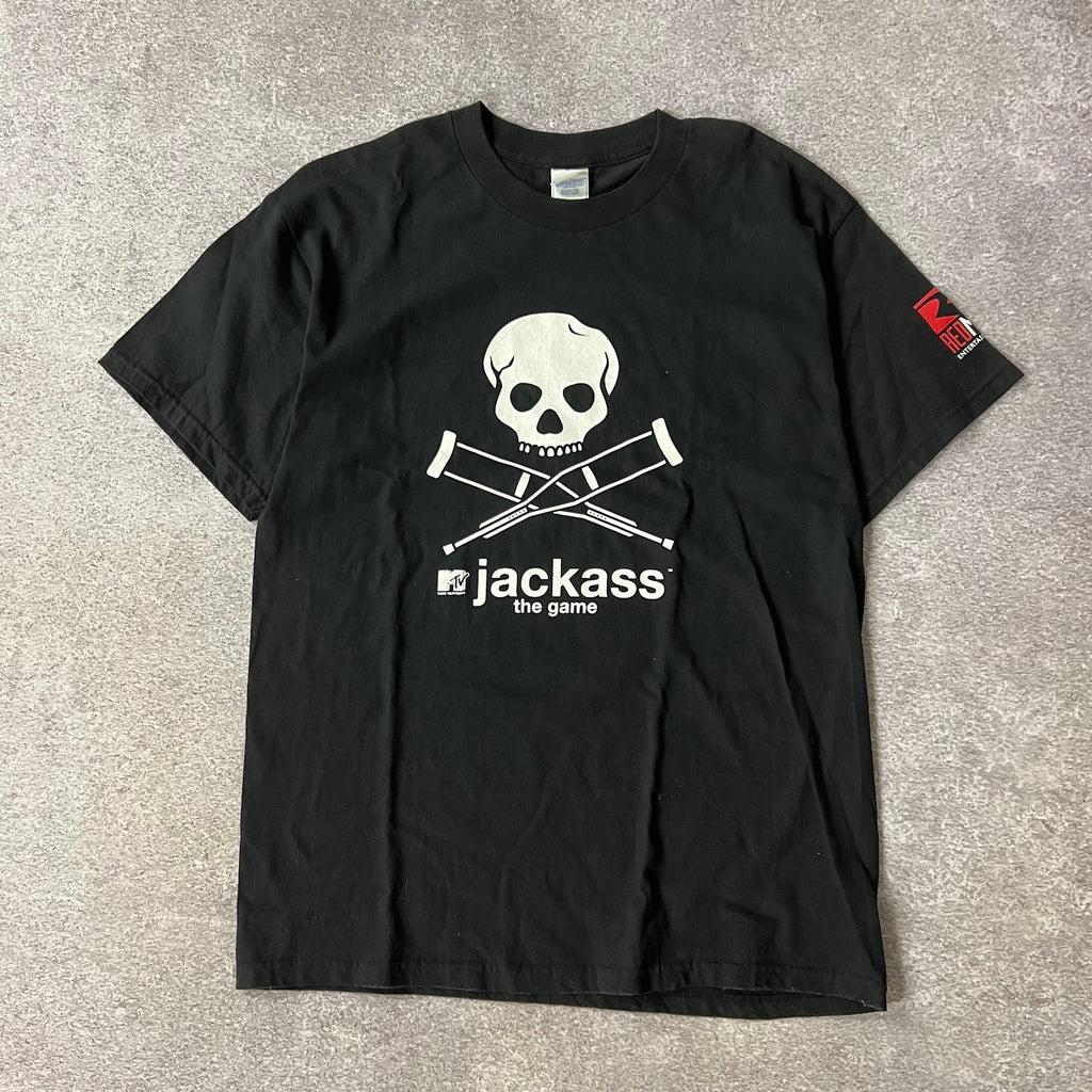 Y2K Jackass The Game Redmile Entertainment Promo Big Logo Tee L