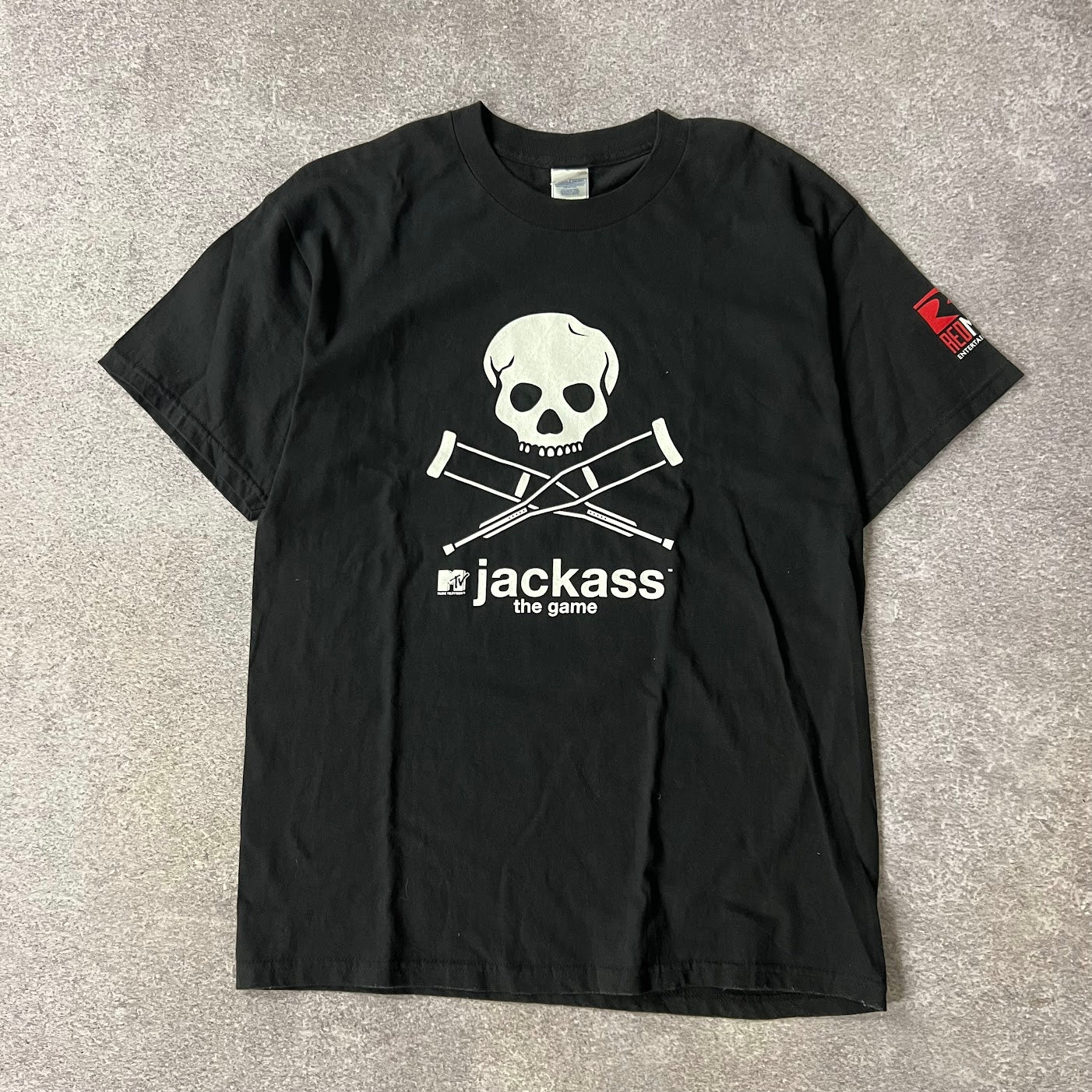 Y2K Jackass The Game Redmile Entertainment Promo Big Logo Tee L