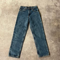 90s Carhartt Plaid Lined Blue Distressed Workwear Pants 28W x 30L