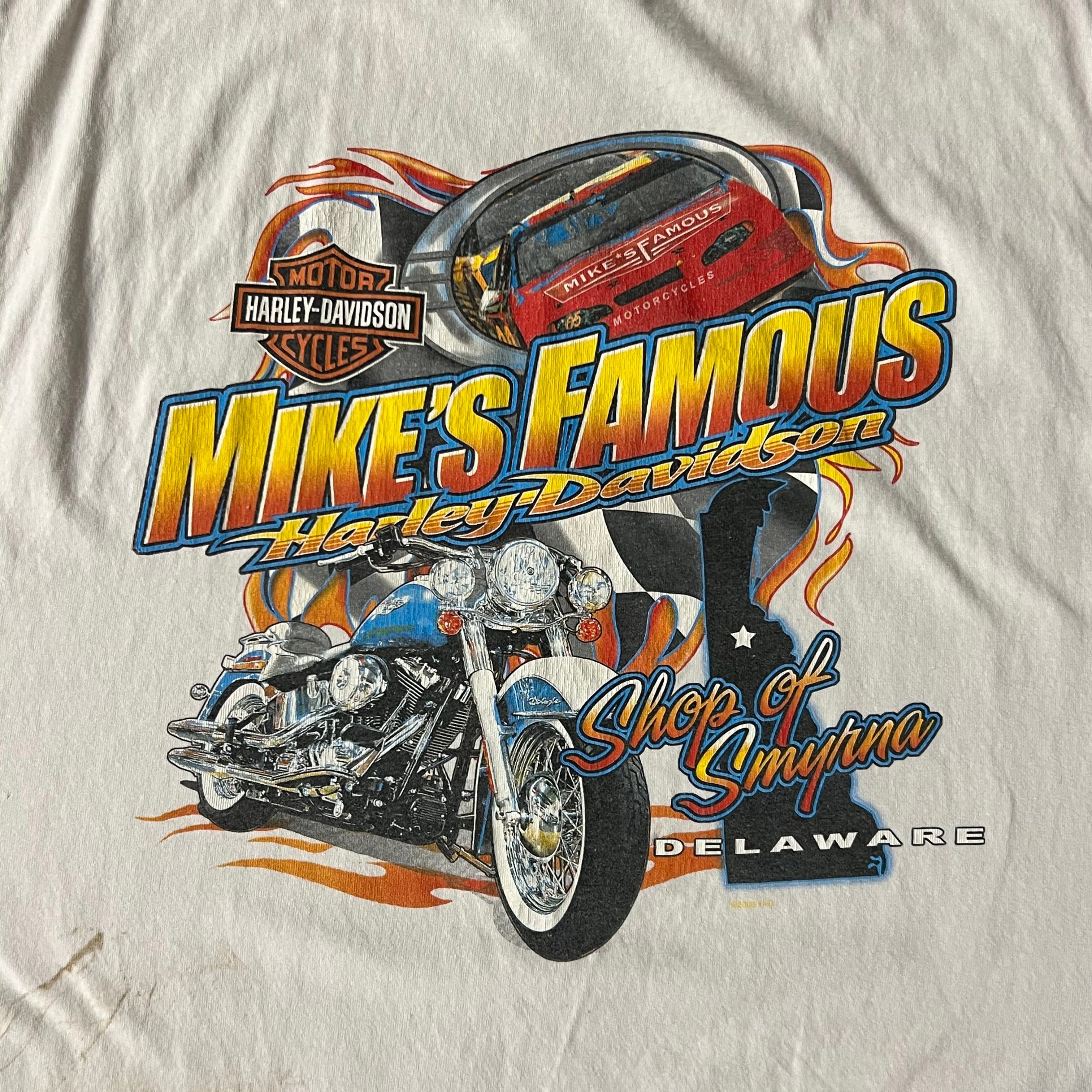 90s Harley Davidson Delaware White Distressed Tee XL
