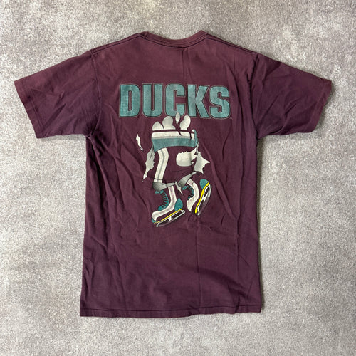 90s Anaheim Mighty Ducks Nutmeg Mills Cracked Print Tee M