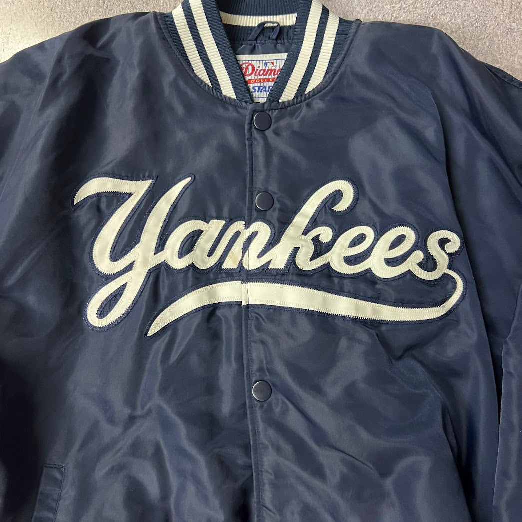 80s New York Yankees MLB Starter Big Logo Embroidered Puffer Jacket XXL