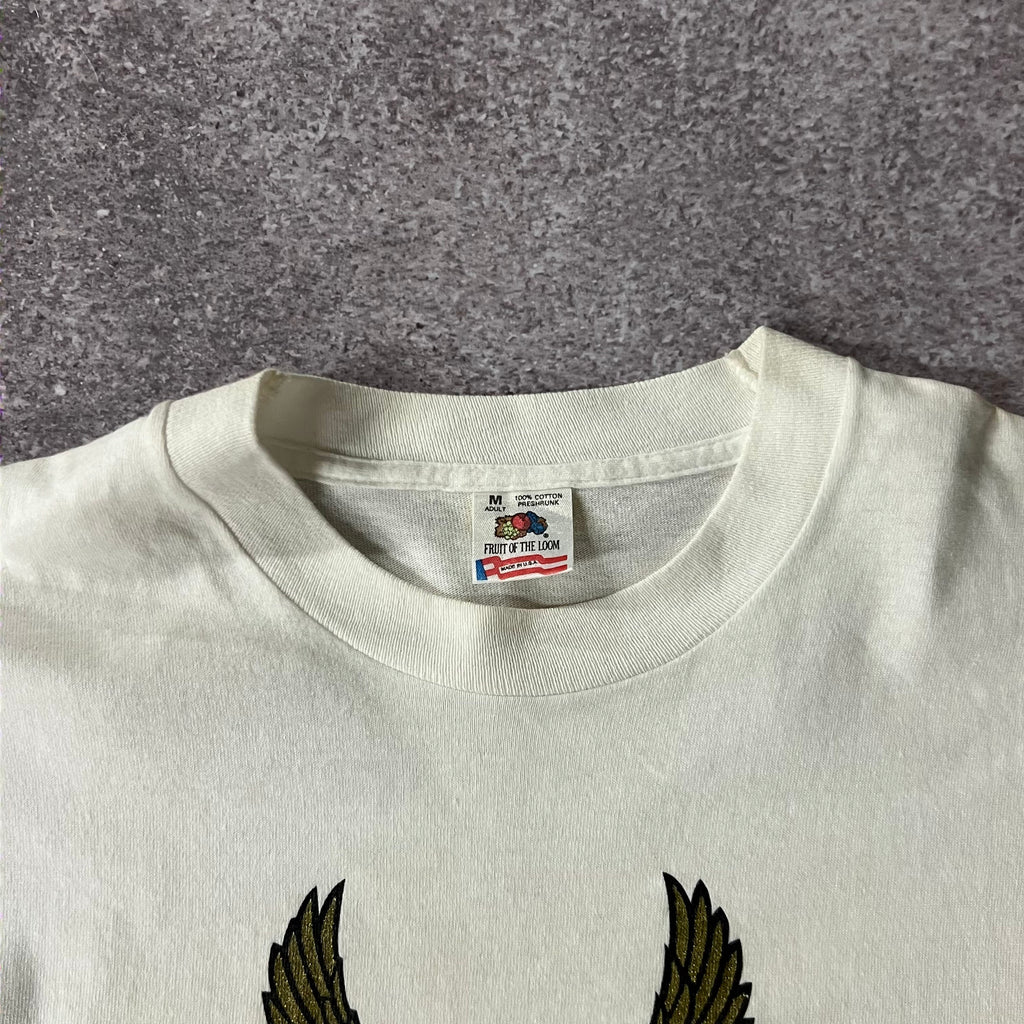 90s Fruit of the Loom White Worn In Tee M