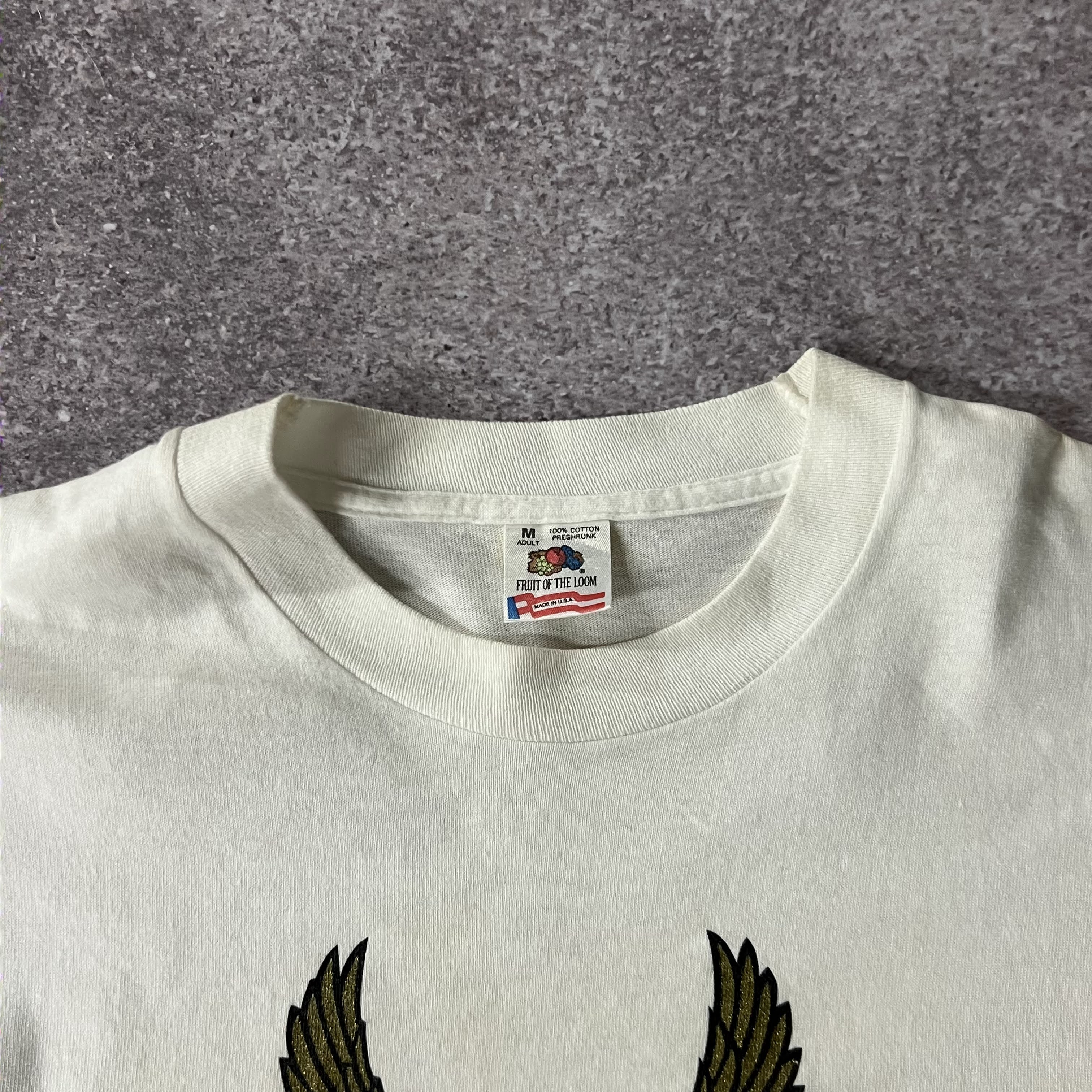 90s Fruit of the Loom White Worn In Tee M