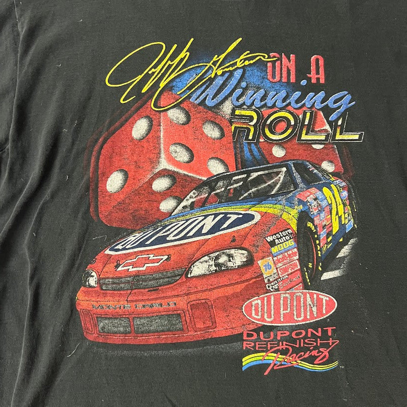 1997 Jeff Gordon Nothin' Lucky Logo Back Graphic Faded Vintage Tee L