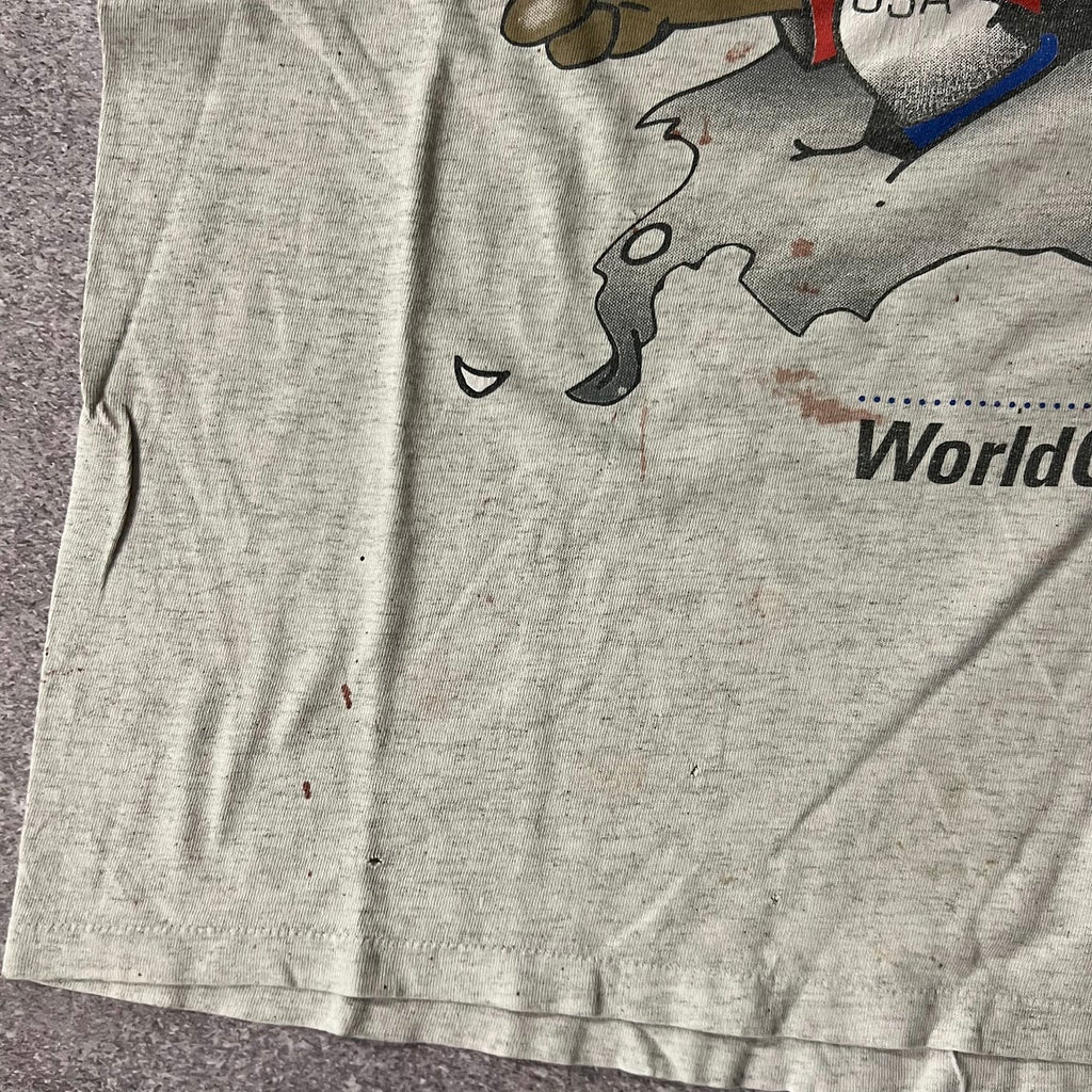 90s USA, World Cup Detroit Nutmeg Mills Gray Distressed Tee L