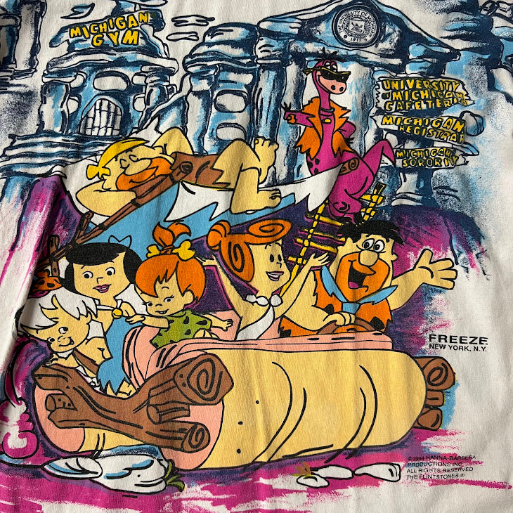 1994 Freeze The Flintstones x University of Michigan Wolverines All-Over Print (AOP) Long Sleeve T-Shirt Hoodie
