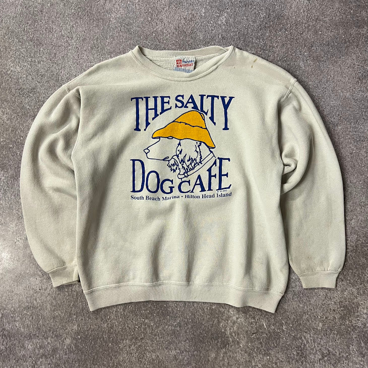 80s The Salty Dog Hanes Cracked Print Vintage Crewneck Sweatshirt M