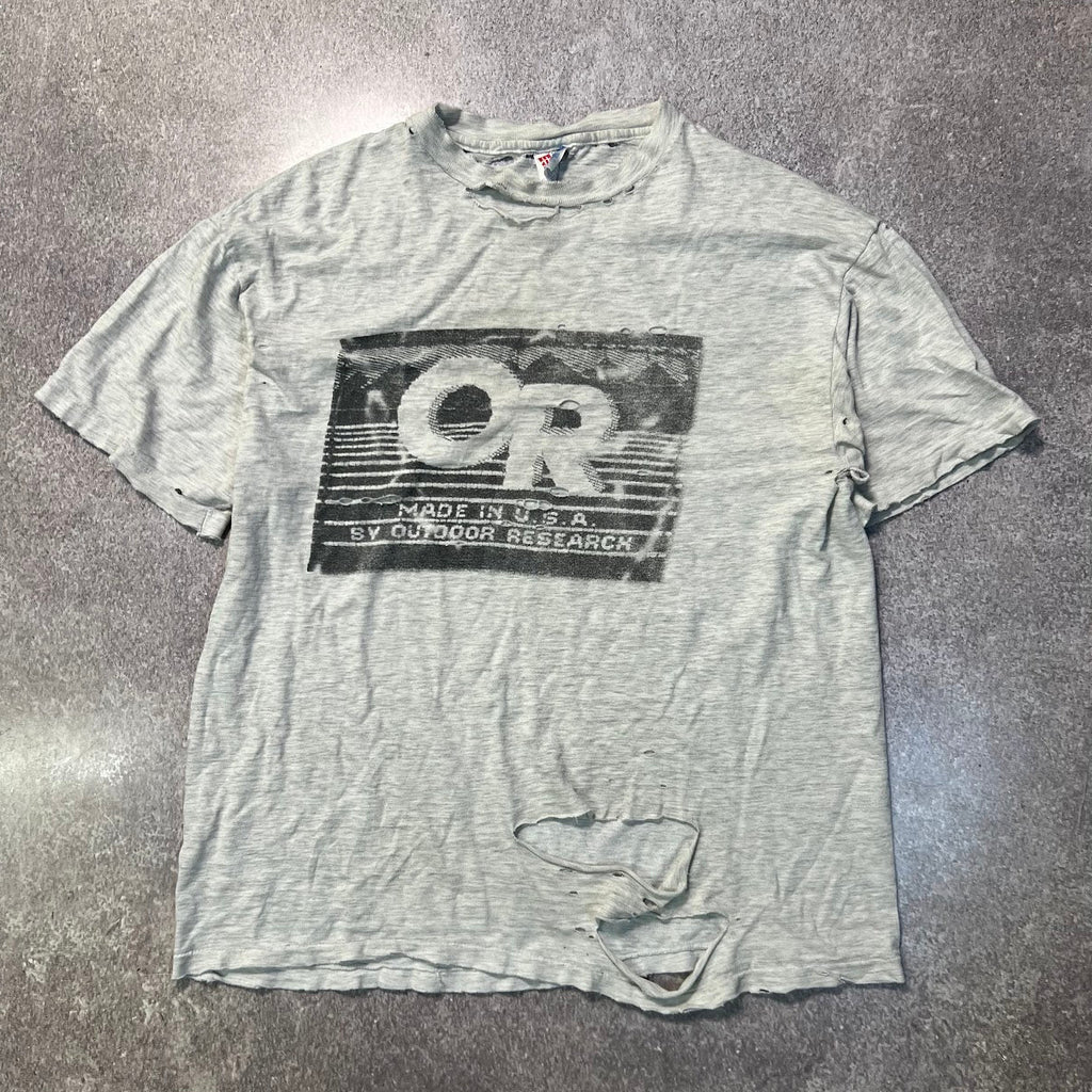 Y2K Outdoor Research Big Logo Distressed Single Stitch Vintage Tee L