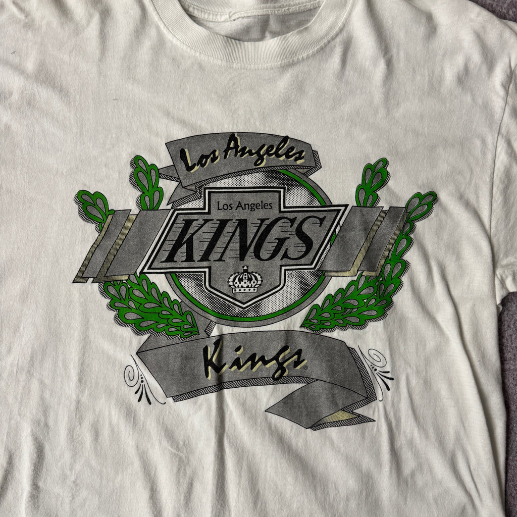 90s Los Angeles Kings Green Chevron Big Logo Tee L