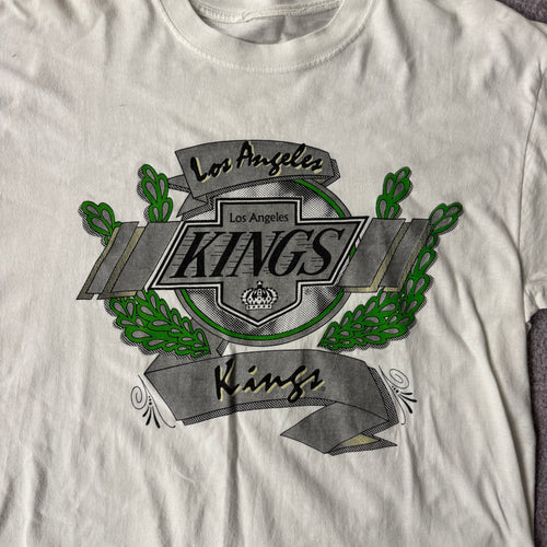 90s Los Angeles Kings Green Chevron Big Logo Tee L