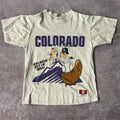 90s Colorado Rockies Nutmeg Mills Big Logo Tee L