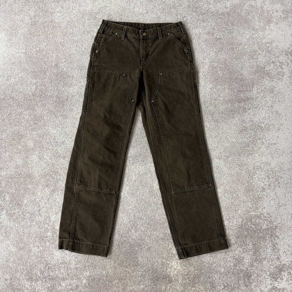 2010s Carhartt Carpenter/Double Knee Brown Workwear Pants Size 2