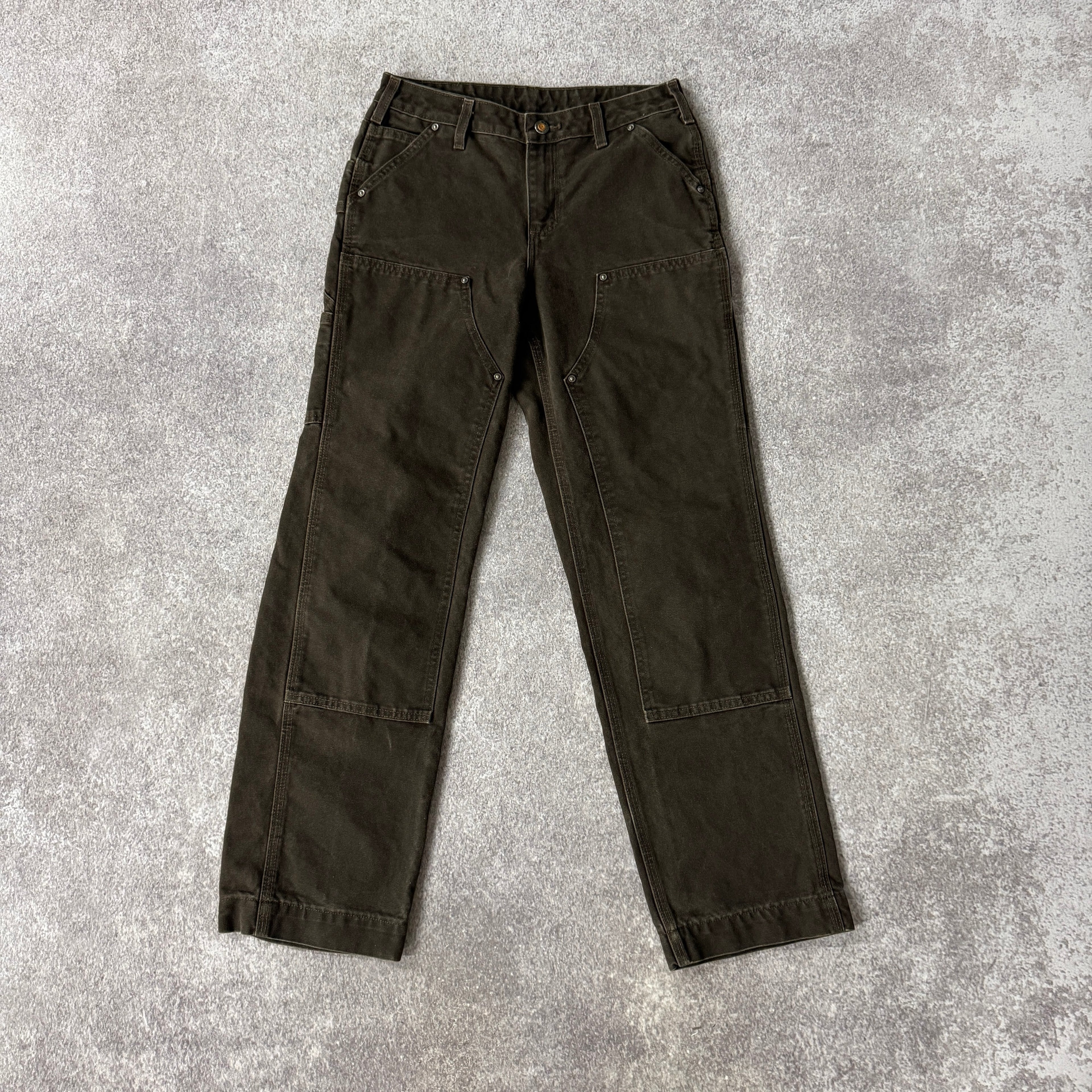 2010s Carhartt Carpenter/Double Knee Brown Workwear Pants Size 2