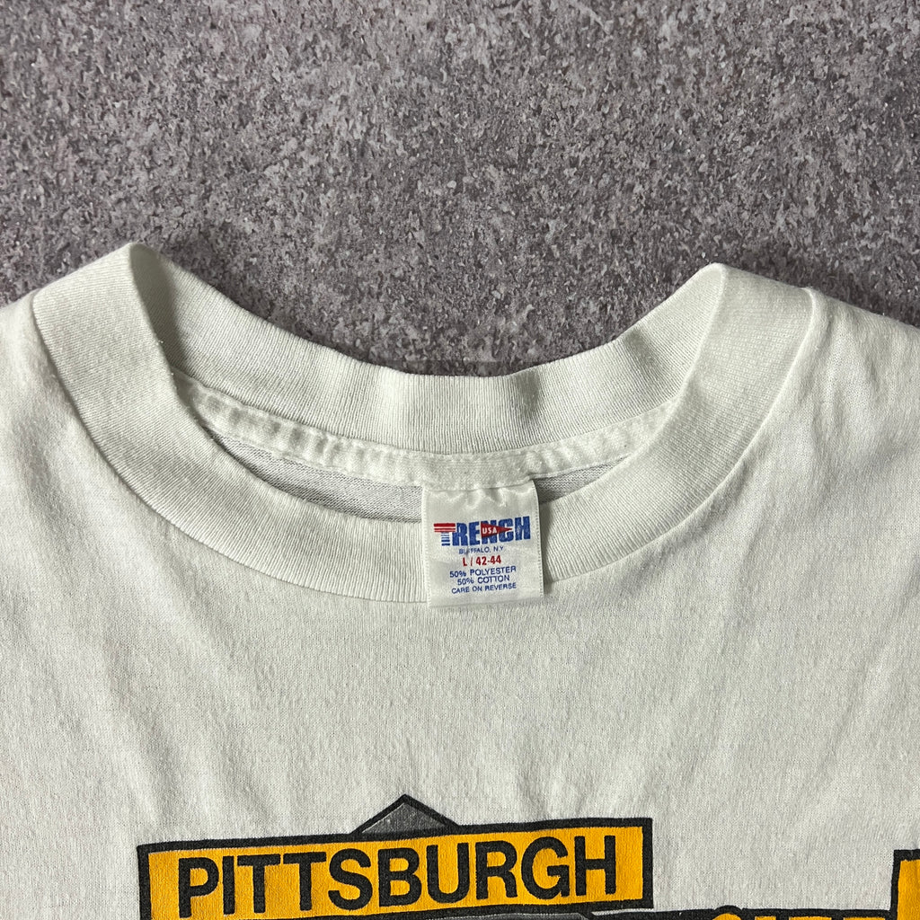 90s Pittsburgh Penguins Trench Cracked Print Tee L