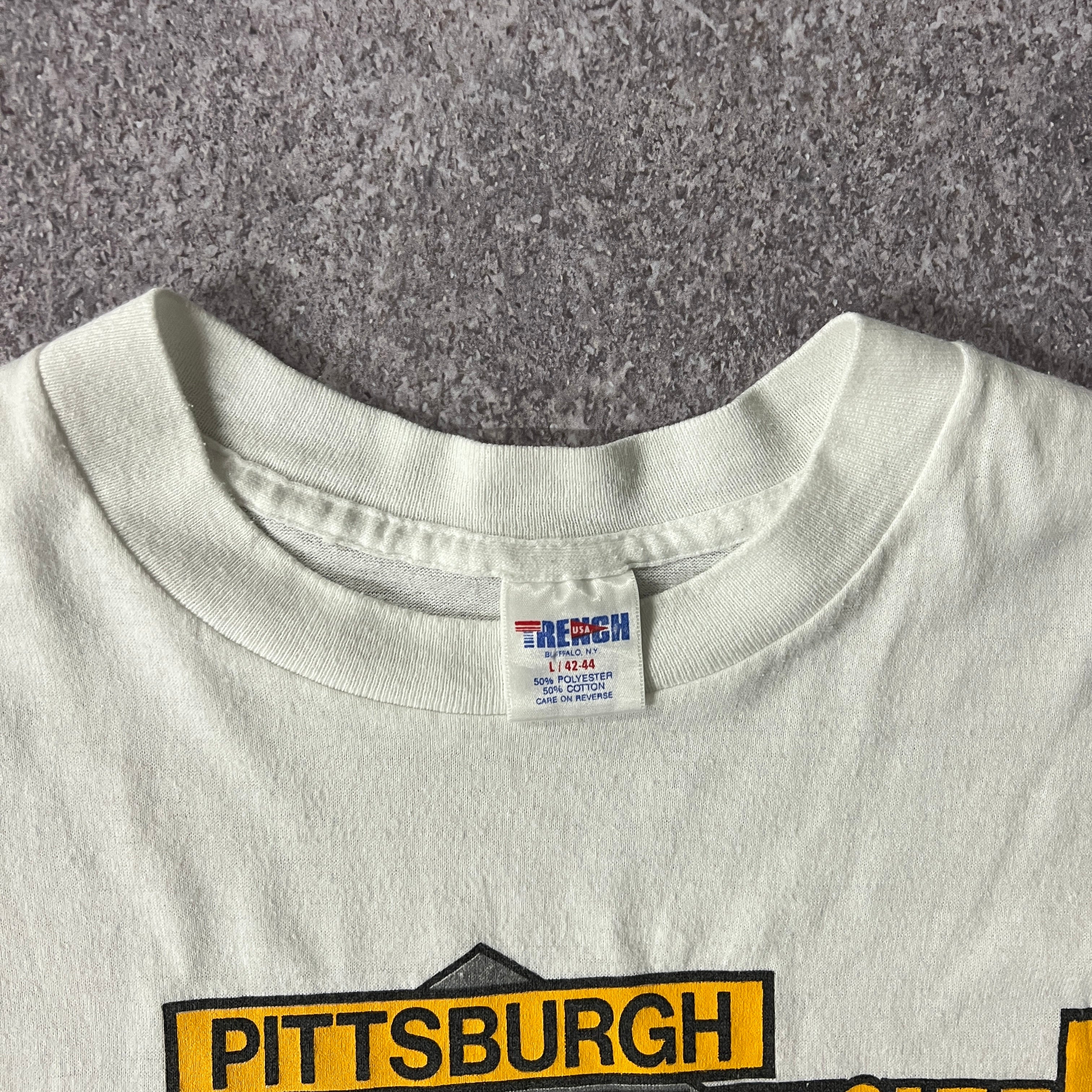 90s Pittsburgh Penguins Trench Cracked Print Tee L