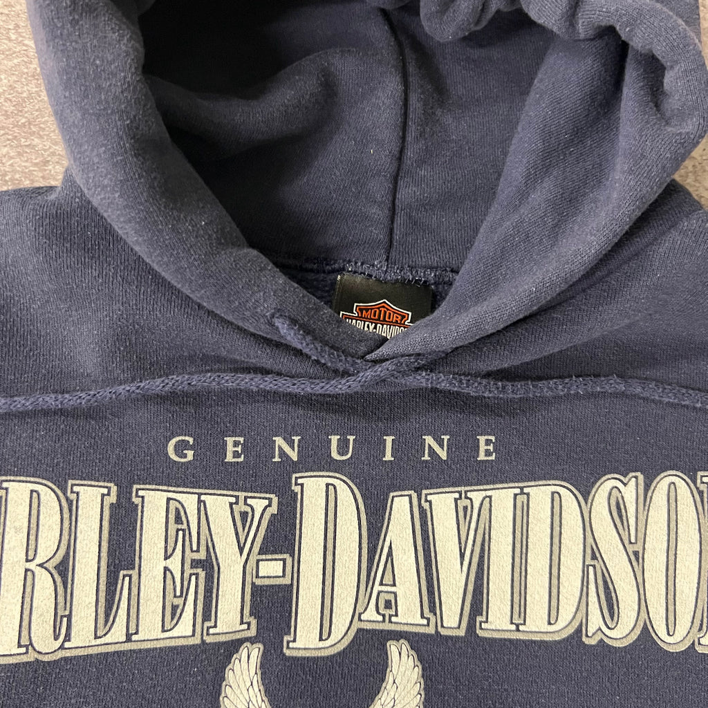 Y2K Harley Davidson Portland, Maine Blue Worn In Hoodie M
