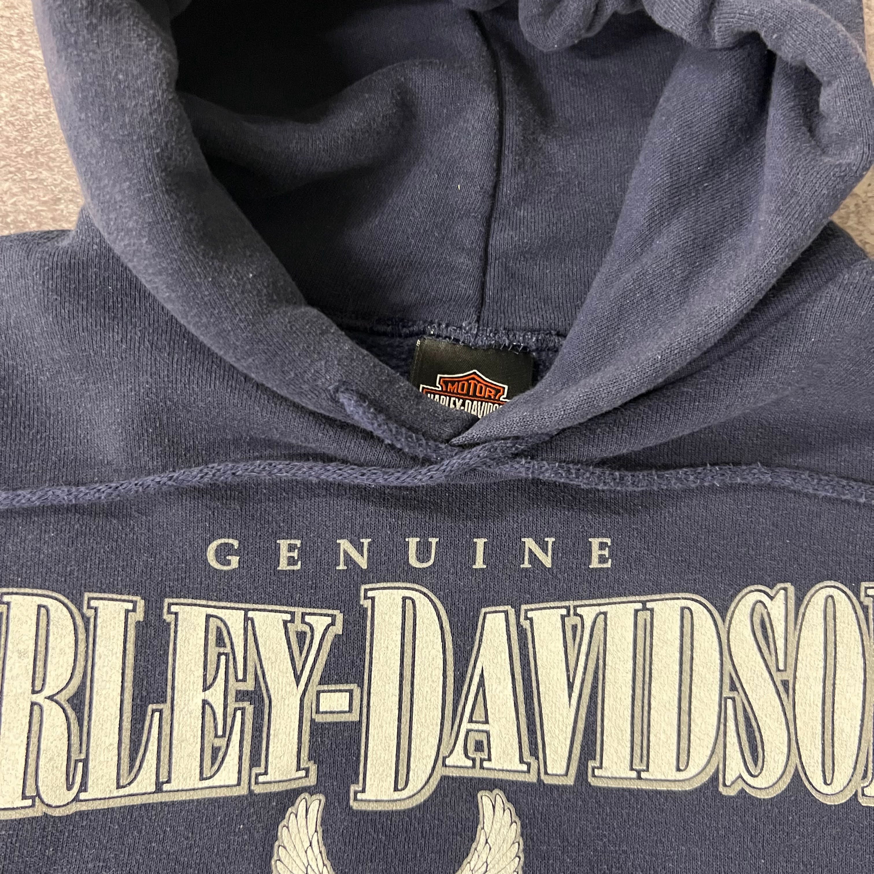 Y2K Harley Davidson Portland, Maine Blue Worn In Hoodie M
