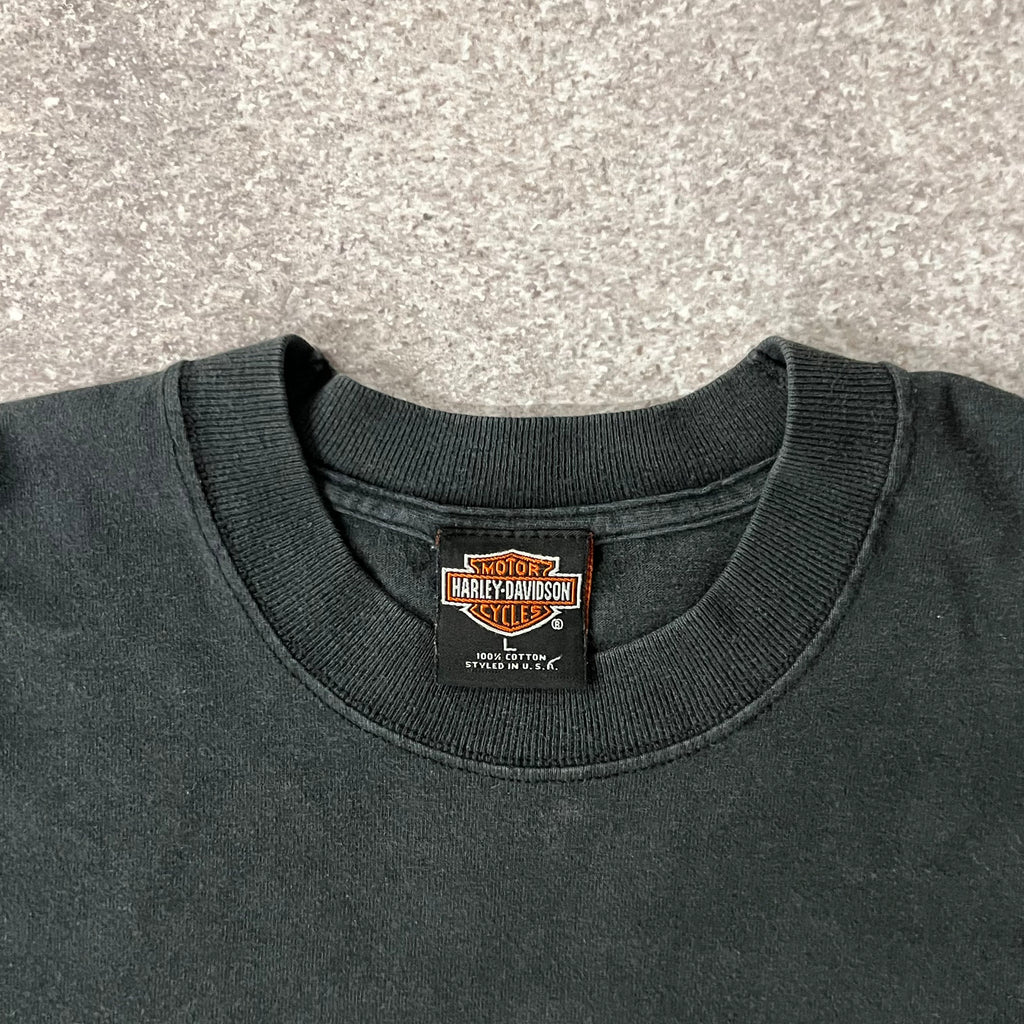 90s Harley Davidson Sun Faded Worn In Big Logo Tee L