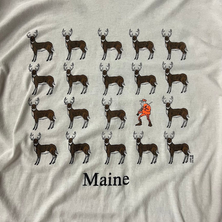 90s Maine Big Logo Single Stitch Made in USA Vintage Outdoor Tee XL
